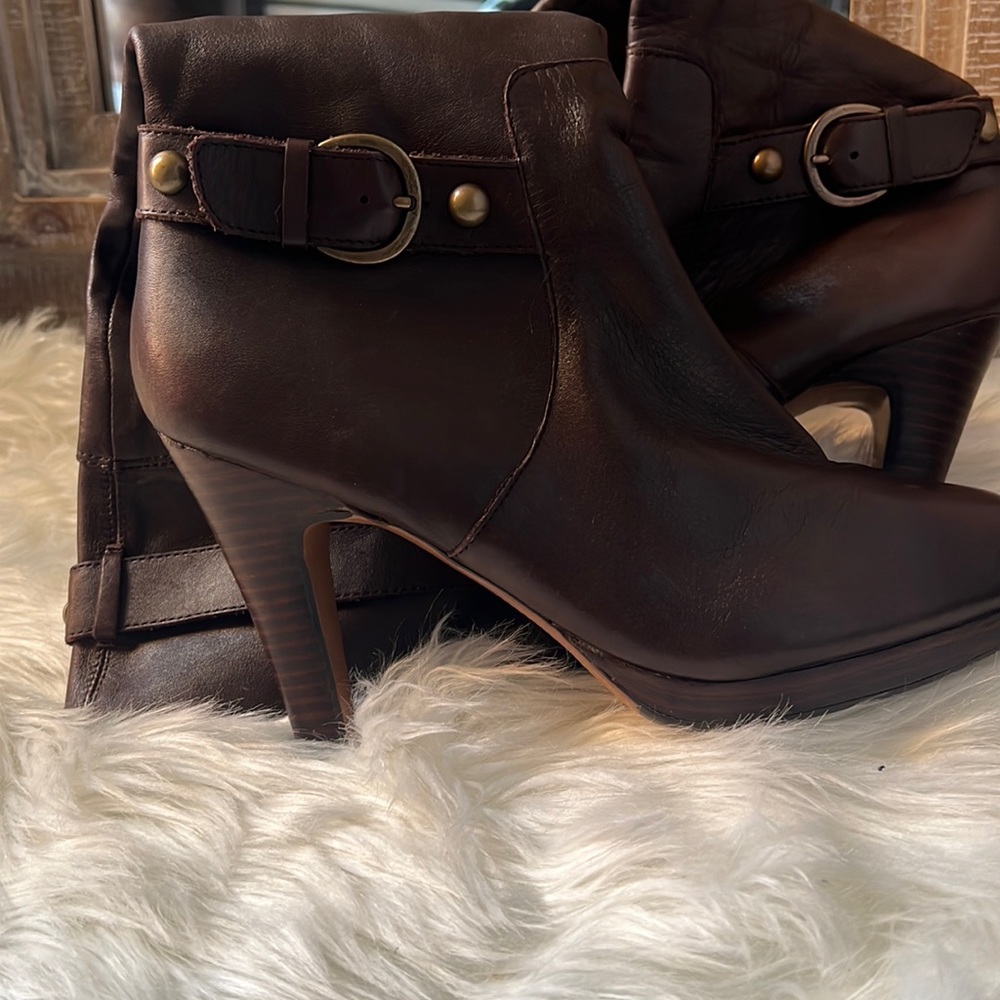 Brown leather boots